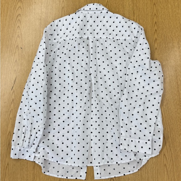 Charter Club White Button Down Shirt with Black Polka Dots Size L - Picture 4 of 7